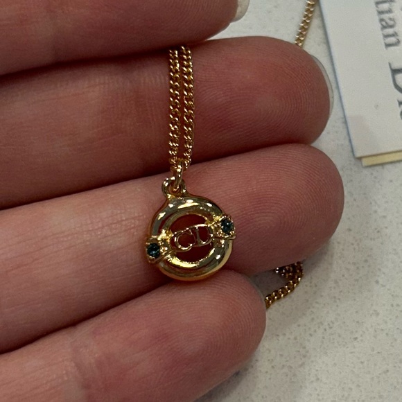 Dior Vintage Gold Tone Round Pendant Necklace NEW - Picture 1 of 8